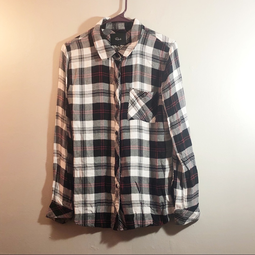 Rails Red Black & White Plaid Flannel Size Small